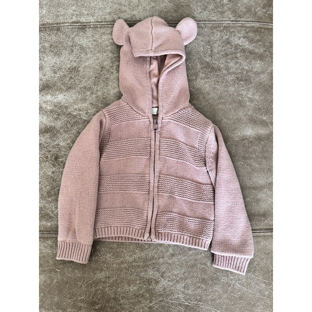 Stella McCartney Kids Dusty Rose Cashmere Blend Zip LS Hoodie Knit Jacket 18 Mos